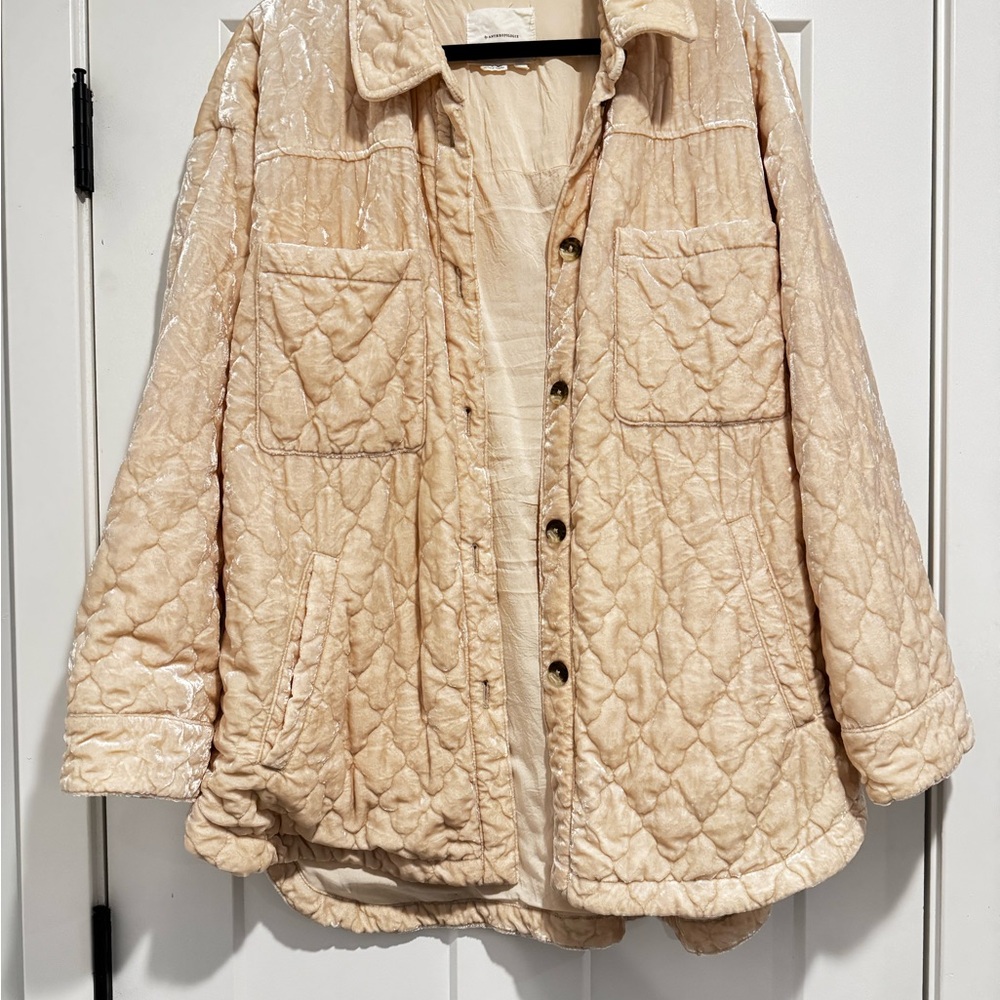 Anthropologie Pink and Cream Quilted Puffer Jacket